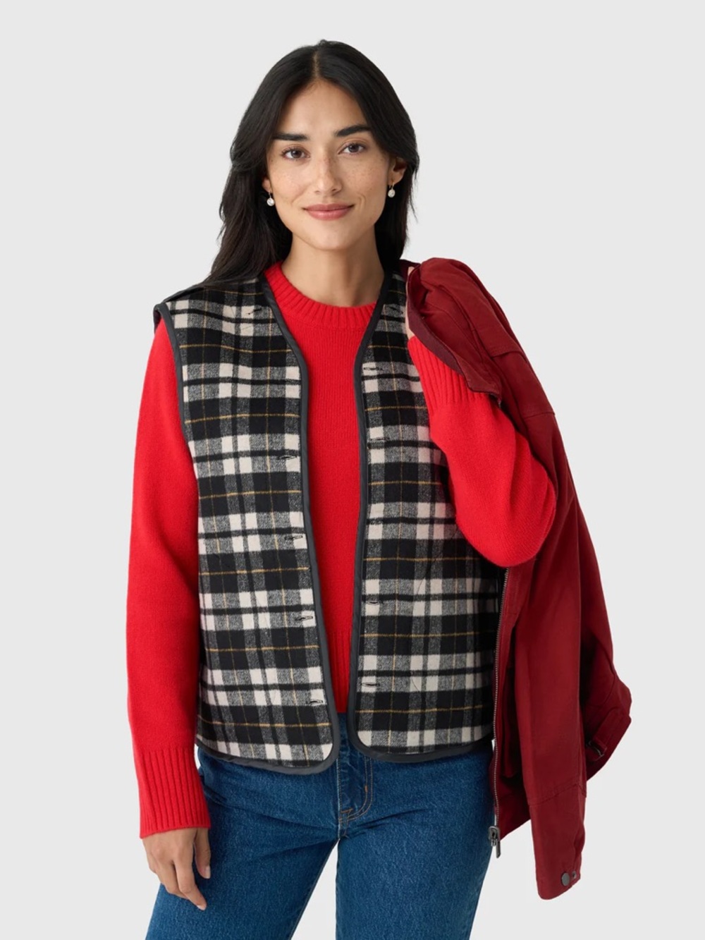Alex Mill Essex Deep Red Utility Jacket with Corduroy Collar in Canvas - Picture 2 of 2